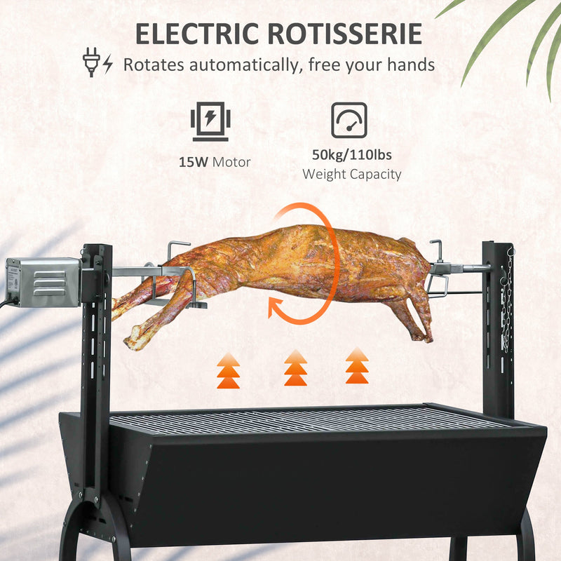 Outsunny Outdoor Electric Charcoal BBQ Rotisserie Grill