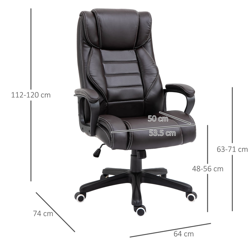 Vinsetto High Back Executive Office Chair 6- Point Vibration Massage Extra Padded Swivel Ergonomic Tilt Desk Seat Brown 6 Points Chair