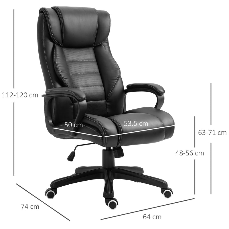 Vinsetto High Back Executive Office Chair 6- Point Vibration Massage Extra Padded Swivel Ergonomic Tilt Desk Seat Black 6 Points Chair