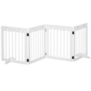 PawHut Pet Gate 4 Panel Wooden Dog Barrier Folding Fence w/ Support Feet