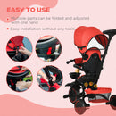 HOMCOM Baby Tricycle 7in1 Stroller with Handle - Red