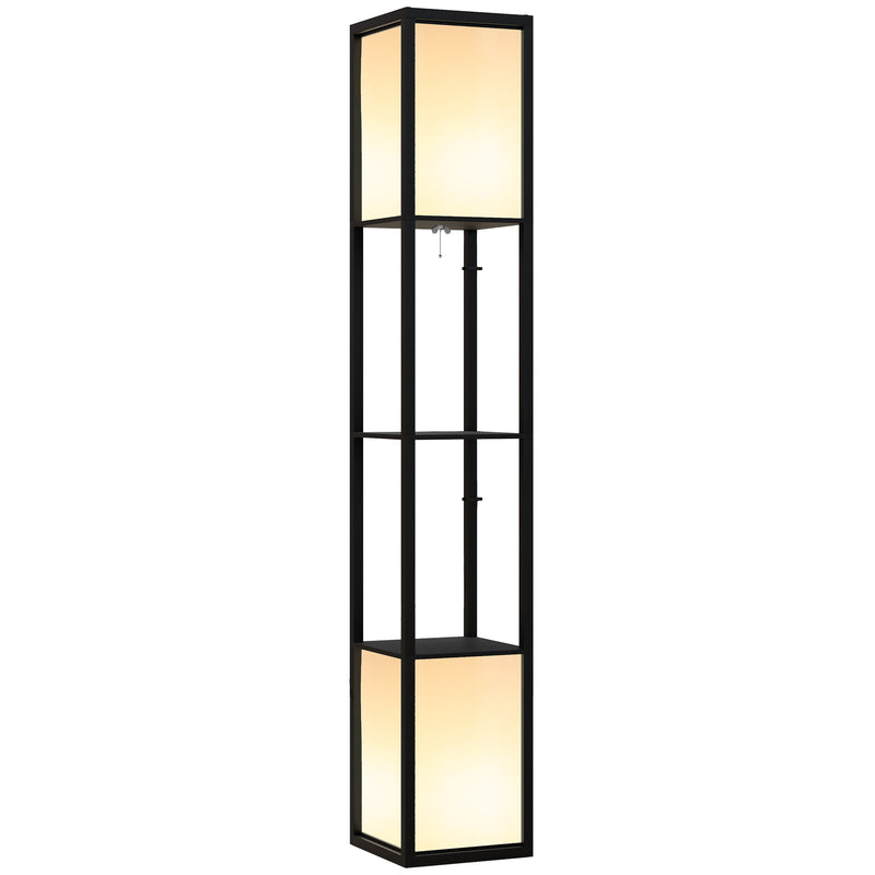 HOMCOM Shelf Floor Lamp with Dual Light, for Living Room, Bedroom, Black