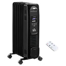 HOMCOM 1630W Black Oil Filled Radiator, 7 Fin Portable Heater w/ Timer Remote Control