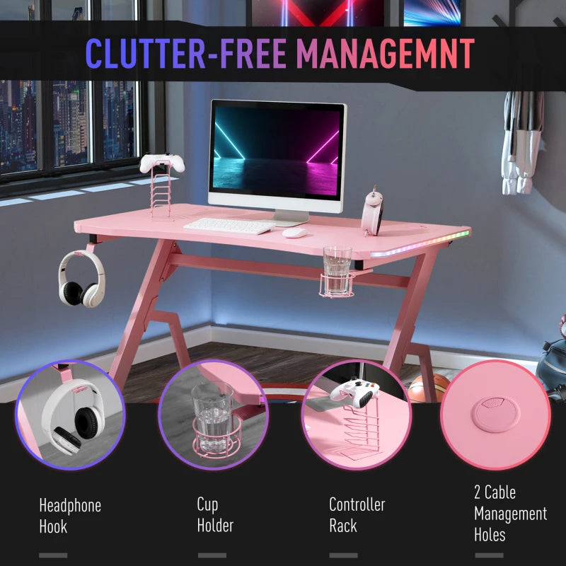 Pink gaming desk cheap deals