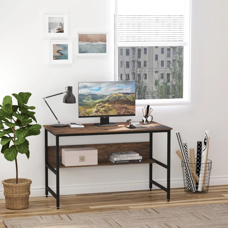 HOMCOM Computer Desk with Shelves - Brown