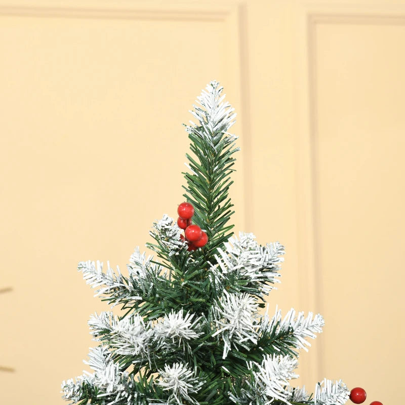 HOMCOM Christmas Tree Slim 6' with Pinecones and Berries