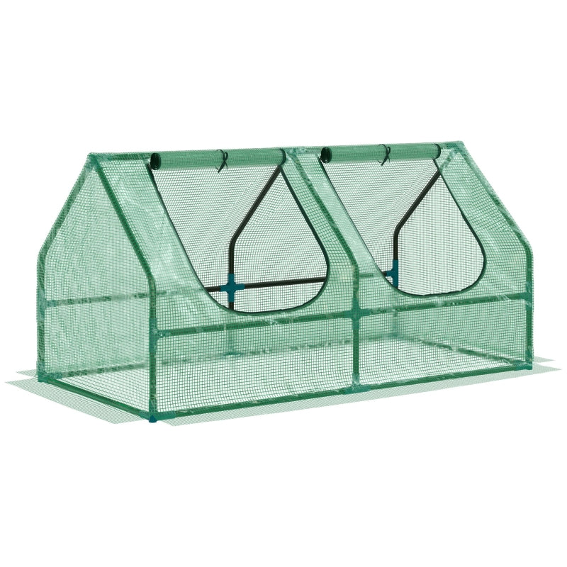Outsunny Rectangular Steel Frame Greenhouse with 2 Windows - Green