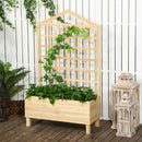 Outsunny Wooden Garden Planters with Trellis for Vine Climbing Plants, Natural