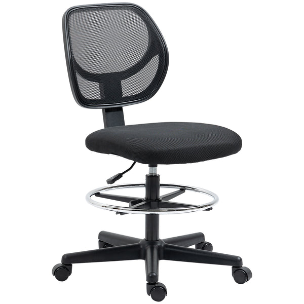 Vinsetto Draughtsman Chair Tall Office Chair W/ Adjustable Footrest Ring Black