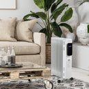 HOMCOM 2180W 9 Fin White Oil Filled Radiator, Portable Heater w/ Timer & Remote Control