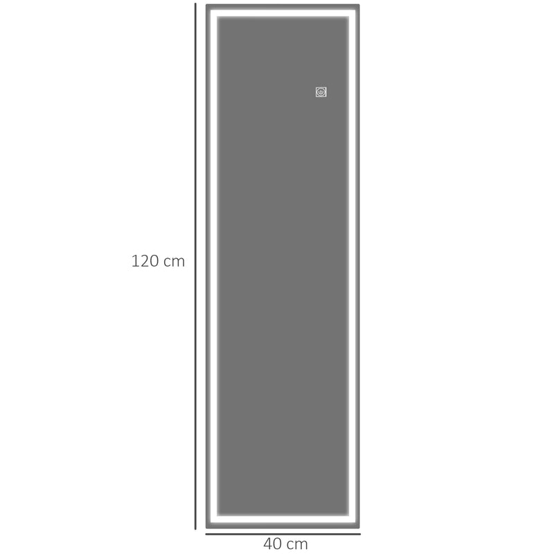 HOMCOM Full Length Wall Mirror with Dimming LED Lights, Smart Touch, 120 x 40cm