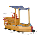 Outsunny Kids Wooden Sandbox Play Station, Covered Children Sand Boat Outdoor, For Backyard, W/ Canopy Shade, Storage Bench, Bottom Liner, Aged 3-8 Years Old, Orange