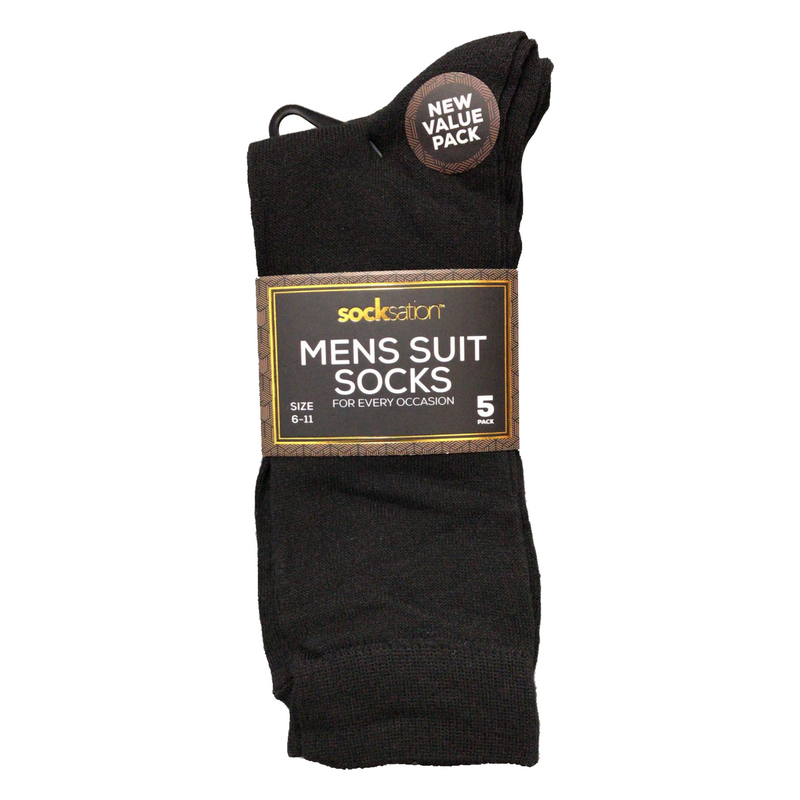 Men's Black Formal Suit Socks- 5 Pack