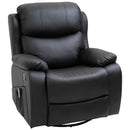 HOMCOM PU Leather Massage Recliner Chair with 8 Points and Heat, Manual Reclining Chair with Swivel Base, Footrest and Remote, Rocking Armchair, Black