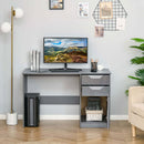 Computer Desk with Drawers Modern Writing Workstation with Storage Cabinet PC Study Table for Home Office Study - Grey