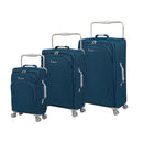IT Luggage World's Lightest Suitcase with 8 Wheels and Wide Handle Design - Blue Ashes