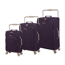IT Luggage World's Lightest Suitcase with 8 Wheels and Wide Handle Design - Purple Pennant