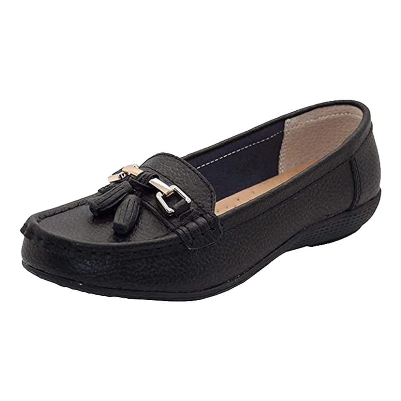 Joejoe Nautical Leather Tassel Loafer- Black