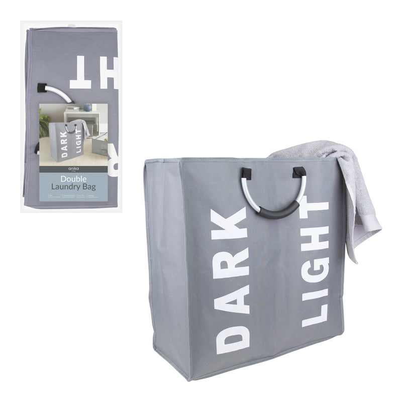 Double Laundry Bag - Grey Size: 24x52x54cm.