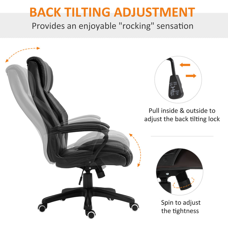 Vinsetto High Back Executive Office Chair 6- Point Vibration Massage Extra Padded Swivel Ergonomic Tilt Desk Seat Black 6 Points Chair