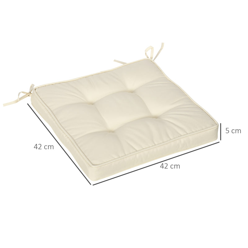 Outsunny 42 x 42cm Replacement Garden Seat Cushion Pad with Ties, Cream