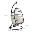 Outsunny Rattan Hanging Egg Chair Black