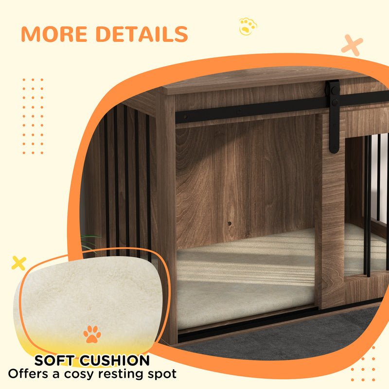 PawHut Dog Crate Furniture with Removable Cushion, for Medium Dogs - Brown