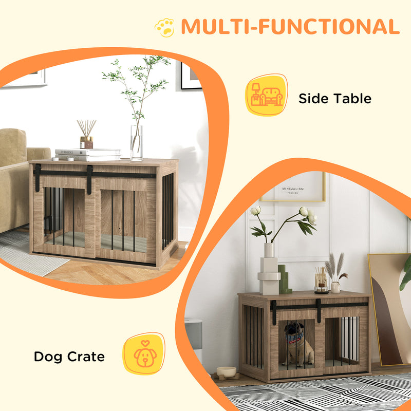 PawHut Dog Crate Furniture with Removable Cushion, for Medium Dogs - Brown