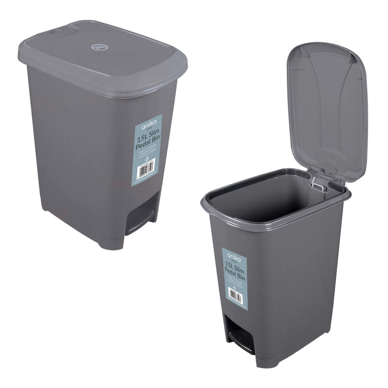 15 Litre Pedal Bin - Charcoal