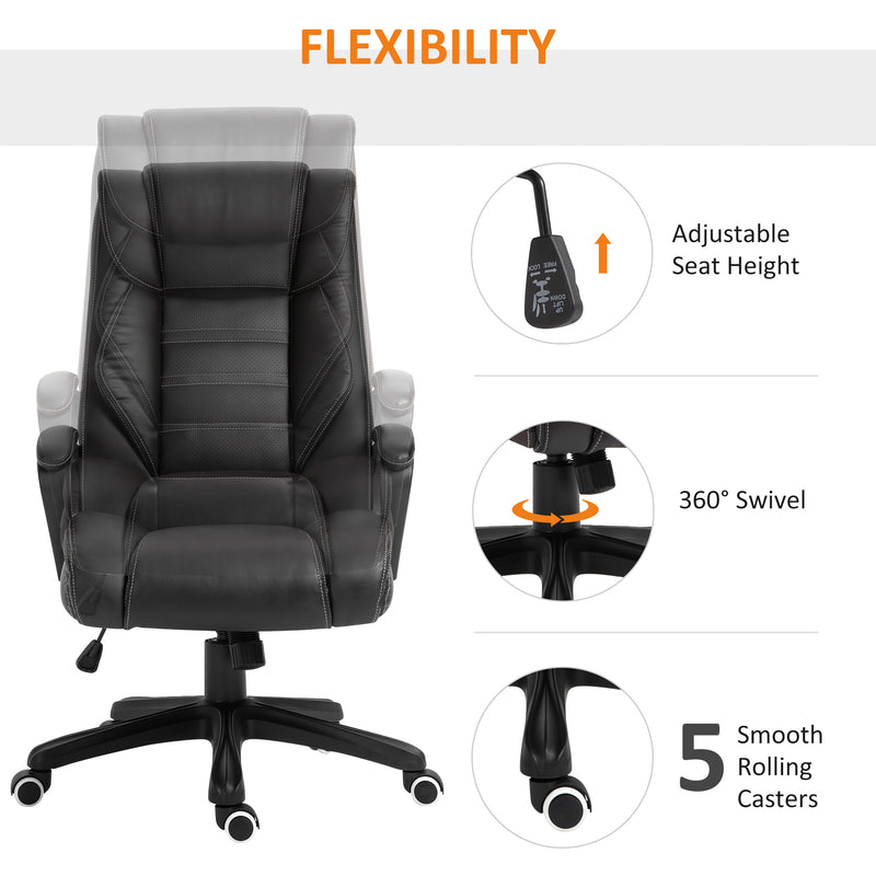 Vinsetto High Back Executive Office Chair 6- Point Vibration Massage Extra Padded Swivel Ergonomic Tilt Desk Seat Black 6 Points Chair