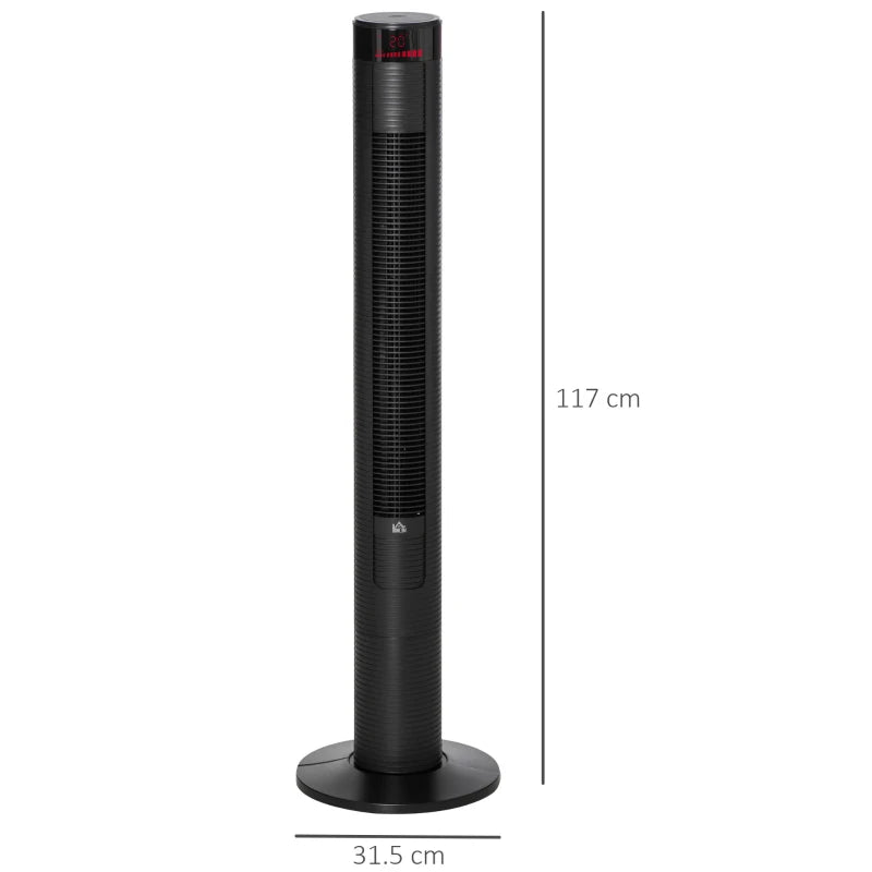 HOMCOM Tower Fan 46" Oscillating with Remote Control 117cm - Black