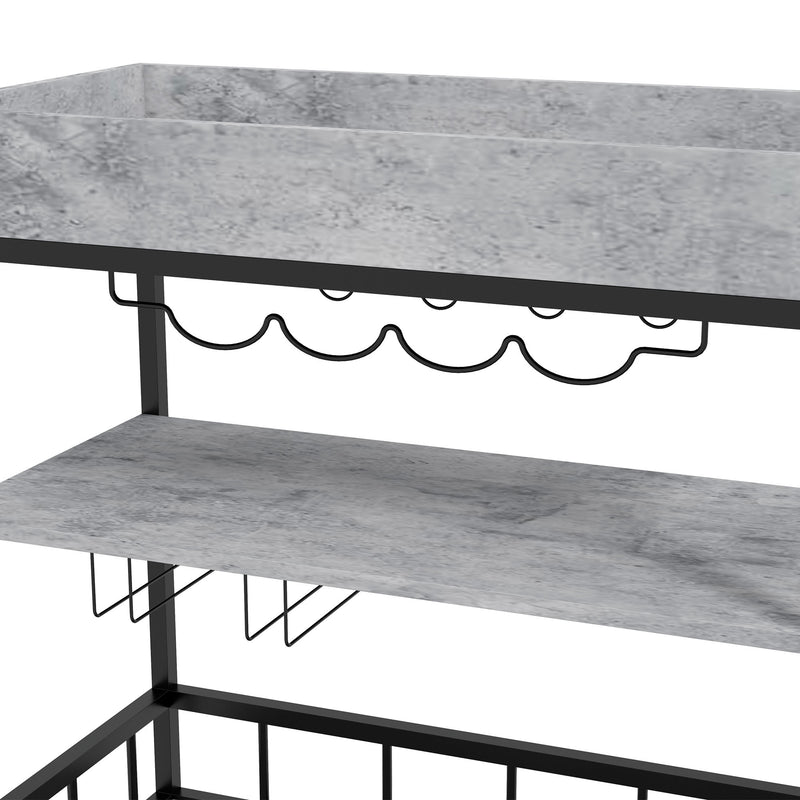 HOMCOM Industrial Bar Cart, 3-Tier Kitchen Trolley on Wheels with Wine Rack
