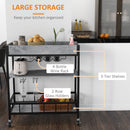 HOMCOM Industrial Bar Cart, 3-Tier Kitchen Trolley on Wheels with Wine Rack