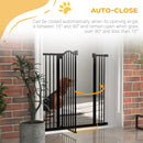 PawHut 74-100cm Adjustable Metal Pet Gate Safety Barrier w/Auto-Close Door Black