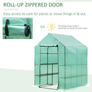 Outsunny 143x143x195 cm Walk in Greenhouse with Shelves-Dark Green