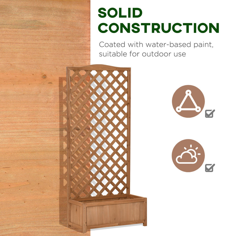 Outsunny Garden Wooden Planter Box with Trellis Lattice Flower Raised Bed 76x36x170cm