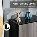 HOMCOM Push-Open Cabinet with Two Drawers Grey