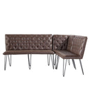 Darwen Studded Back Bench Set Brown