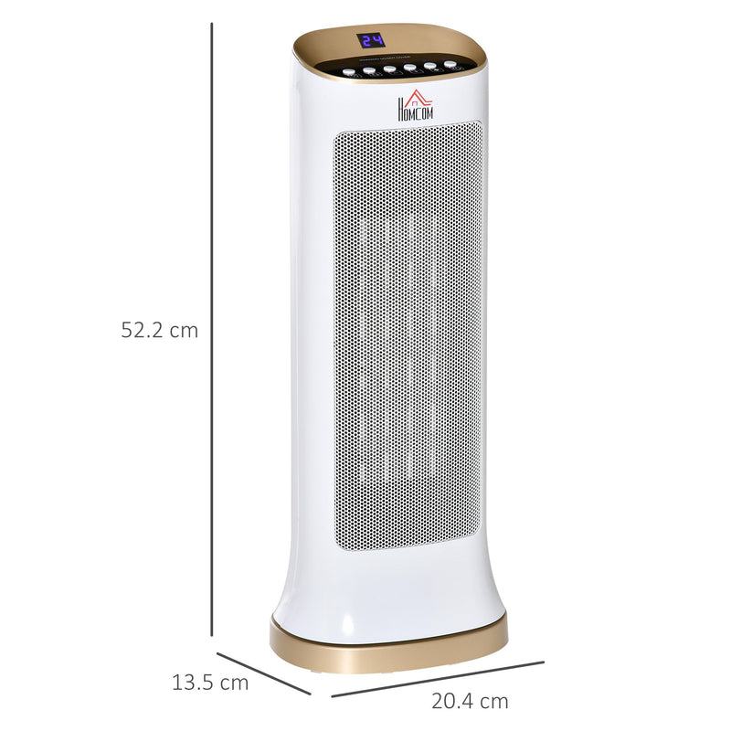 Ceramic Tower Heater 45° Oscillating Space Heater w/ Remote Control 8hr Timer Tip-Over Overheat Protection 1000W/2000W-White Indoor LED Panel Radiator