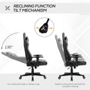 Vinsetto Gaming Chair Racing Style Ergonomic Office Chair High Back Computer Desk Chair Adjustable Height Swivel Recliner with Headrest and Lumbar Support Grey w/