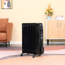 HOMCOM 2180W Black Oil Filled Radiator, 9 Fin Portable Heater w/ Timer Remote Control