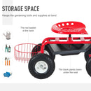 Outsunny Gardening Planting Rolling Cart Red