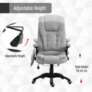 Vinsetto Heated Massage Recliner Office Chair Ergonomic Gaming Heated Home Office Padded  Linen-Feel Fabric & Swivel Base Light Grey Executive Reclining w/ Heating Points Relaxing Headrest