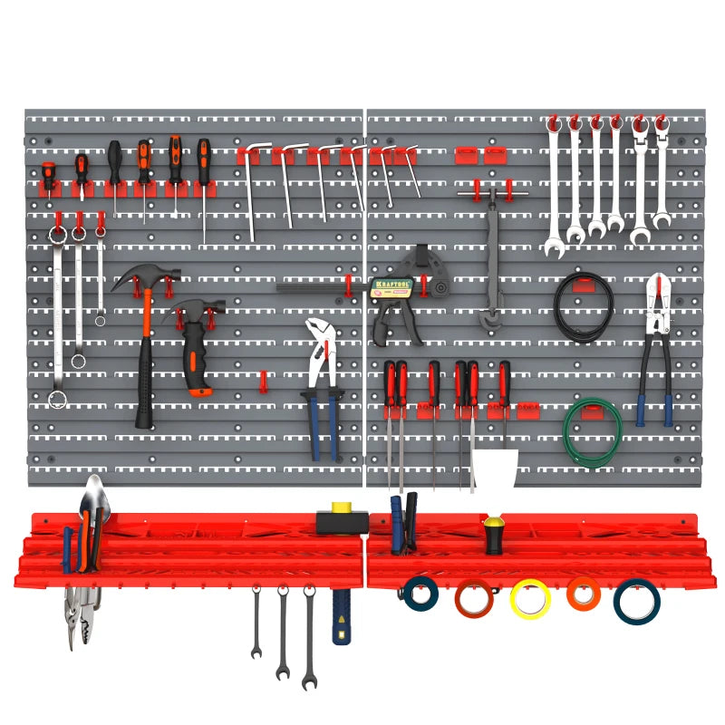 DURHAND 54 Pcs On-Wall Tool Equipment Home DIY Garage Organiser DIY Grey/Red