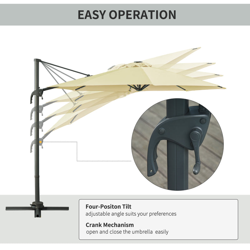 Outsunny Patio Offset Umbrella Cream