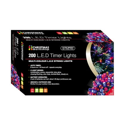 Christmas Workshop 200 LED Battery Operated Light - Multi Colour - Indoor or Outdoor Lighting