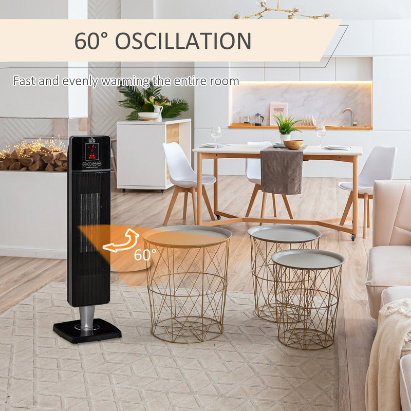 HOMCOM Indoor Space Heater Oscillating Ceramic Heater w/ Adjustable Modes 1000W/2000W