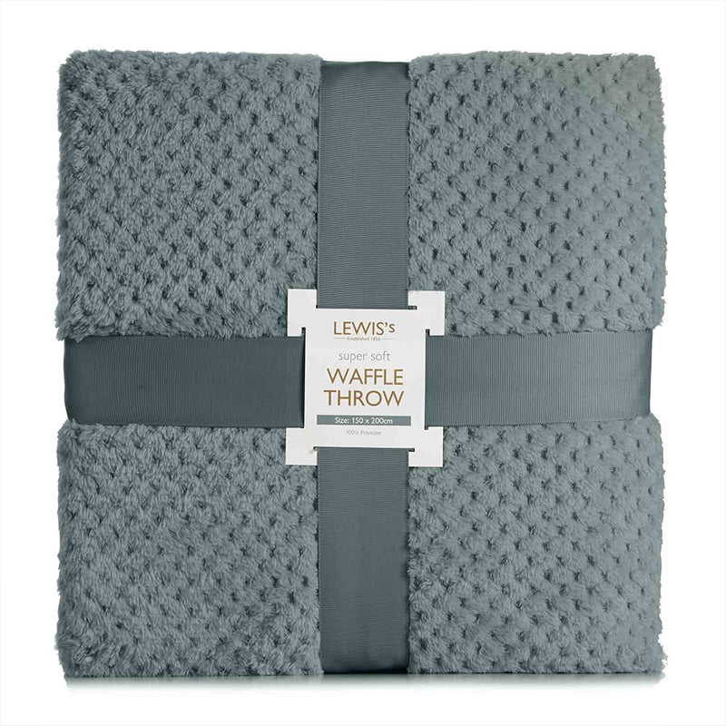 Lewis's Super Soft Waffle Throw - Charcoal