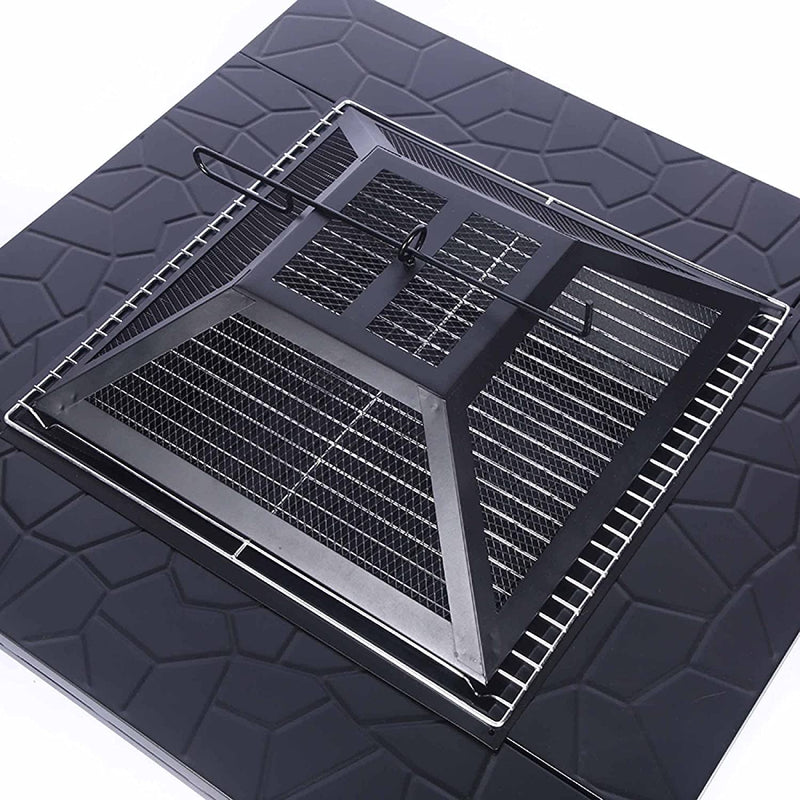 Silver & Stone 3 in 1 Outdoor Fire Pit with BBQ Grill Shelf & Waterproof Cover