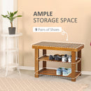 Acacia Wood Shoe Bench  3-Tier Shoe Storage Rack Hallway Organizer Shelf for Entryway Living Room Bedroom